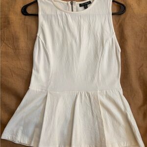 Topshop Cream Sleeveless Peplum Blouse